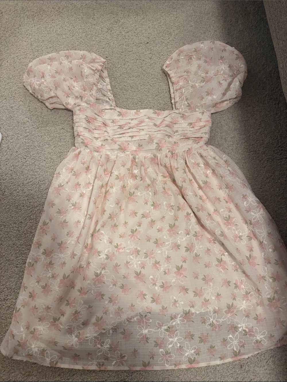 Altar'd State Pink Floral Puff-Sleeve Dress